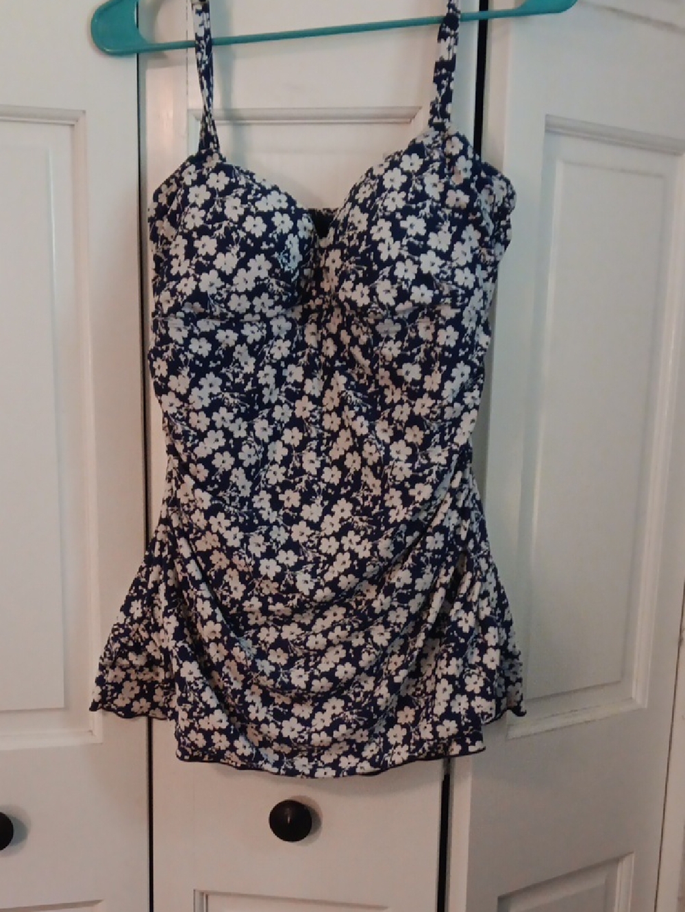 Navy and White Floral One-Piece Swimdress
